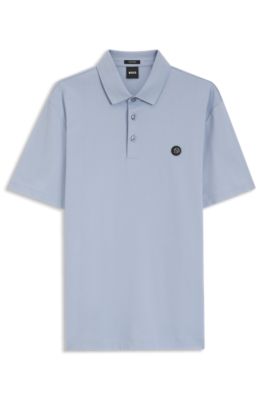 Polo shirt in mercerized cotton with Double B monogram, Light Purple