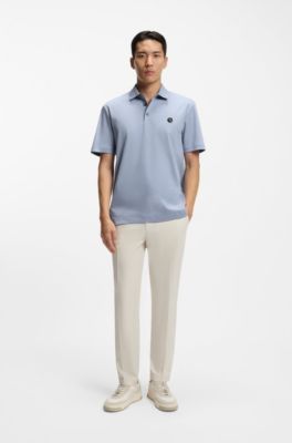 Polo shirt in mercerized cotton with Double B monogram, Light Purple