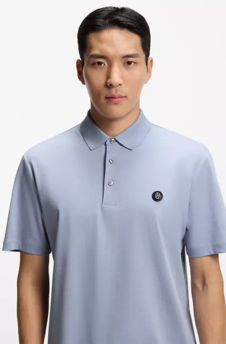 Mercerized-cotton polo shirt with Double B monogram