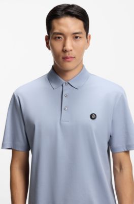 Polo shirt in mercerized cotton with Double B monogram, Light Purple