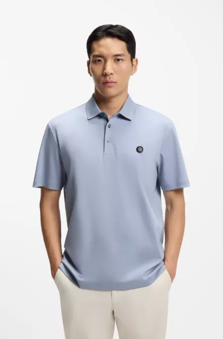 Mercerized-cotton polo shirt with Double B monogram