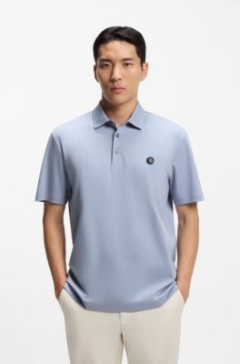 Mercerized-cotton polo shirt with Double B monogram, Light Purple