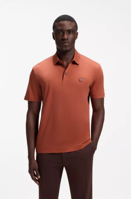 Polo shirt in mercerized cotton with Double B monogram
