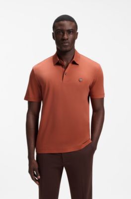 Polo shirt in mercerized cotton with Double B monogram, Dark Red