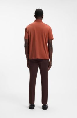Polo shirt in mercerized cotton with Double B monogram, Dark Red
