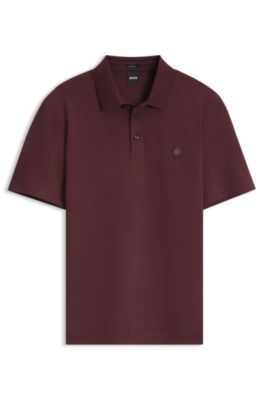 Polo en coton merceris&eacute; avec monogramme double B, Marron