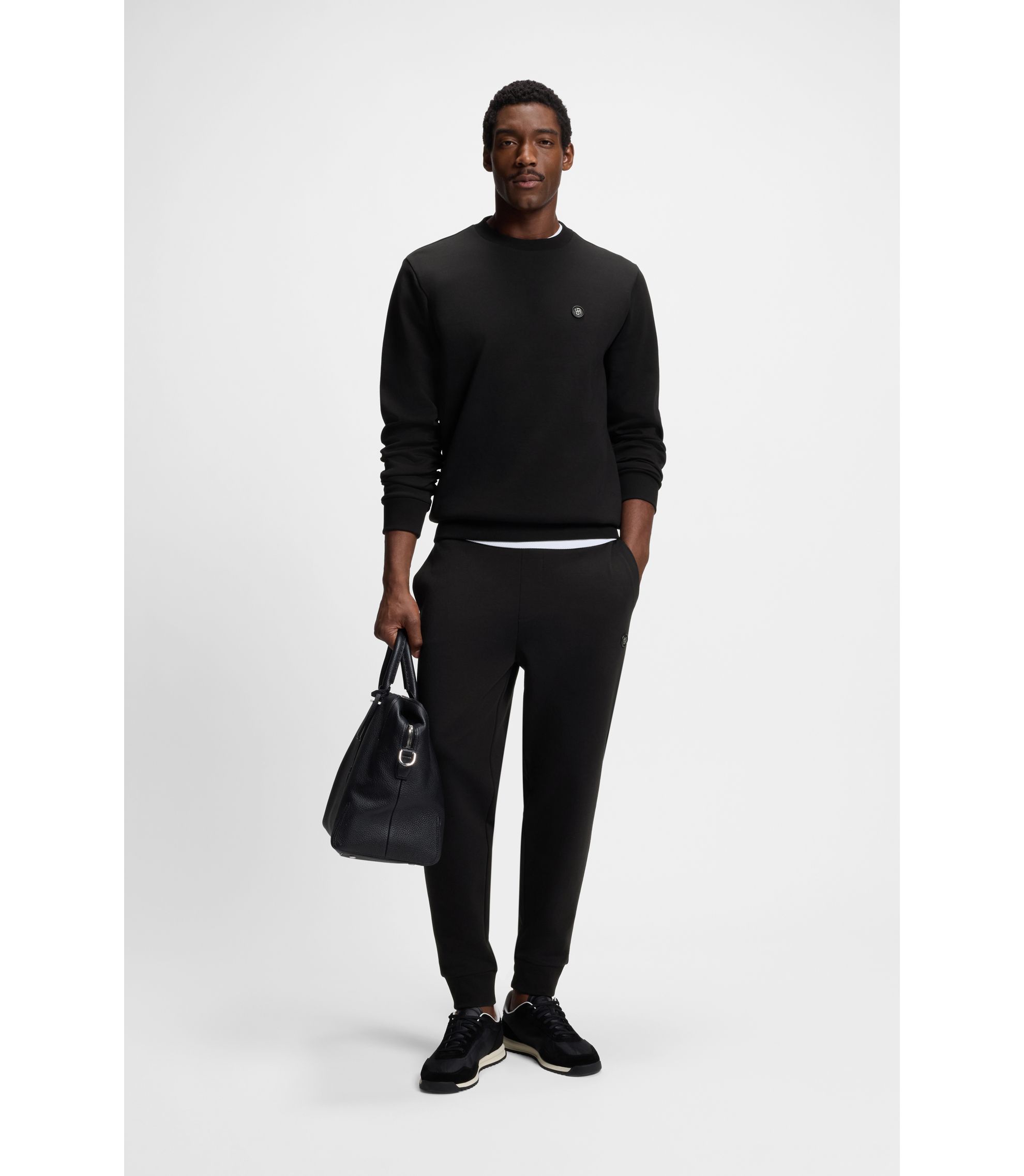 BOSS - Cotton-blend sweatshirt with Double B monogram - Black
