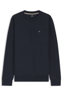 Cotton-blend sweatshirt with Double B monogram, Dark Blue