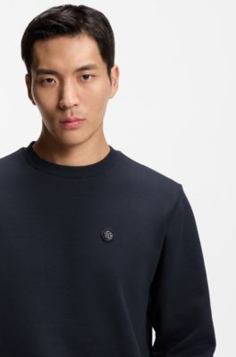 Cotton-blend sweatshirt with Double B monogram, Dark Blue