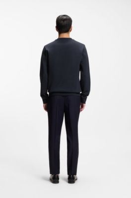 Cotton-blend sweatshirt with Double B monogram, Dark Blue