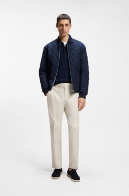 Pantalones tapered fit de tejido el&aacute;stico lavable, Blanco