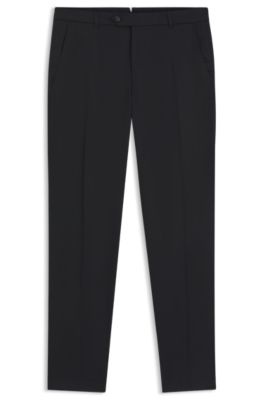 Pantalon Tapered en tissu stretch lavable, Bleu fonc&eacute;