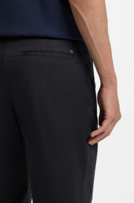 Pantalon Tapered en tissu stretch lavable, Bleu fonc&eacute;