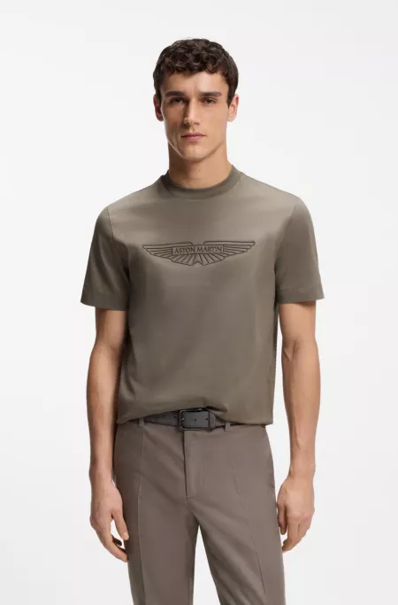 BOSS x ASTON MARTIN mercerized-cotton T-shirt with wing detail