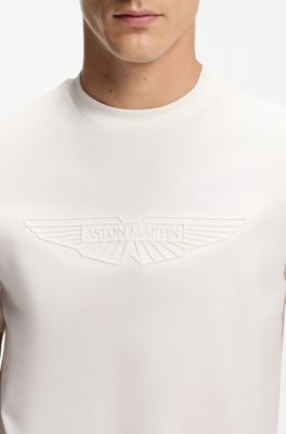 BOSS x ASTON MARTIN mercerized-cotton T-shirt with wing detail, White