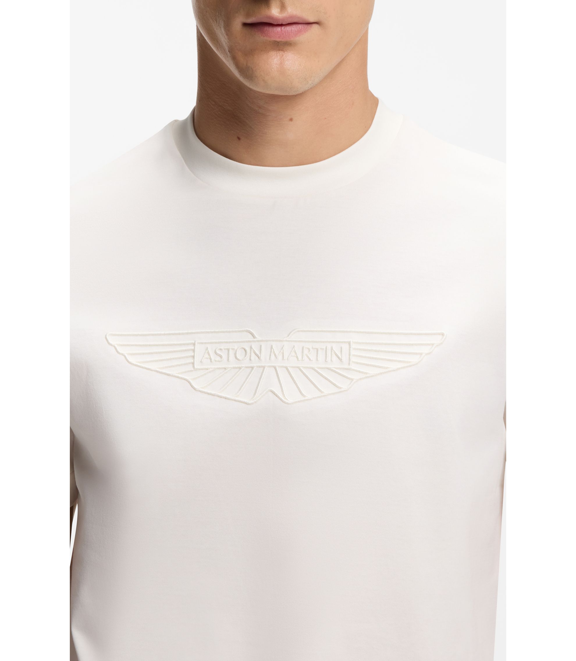 BOSS - BOSS x ASTON MARTIN mercerized-cotton T-shirt with wing 