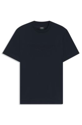 BOSS x ASTON MARTIN mercerized-cotton T-shirt with wing detail, Dark Blue