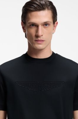 BOSS x ASTON MARTIN mercerized-cotton T-shirt with wing detail, Dark Blue