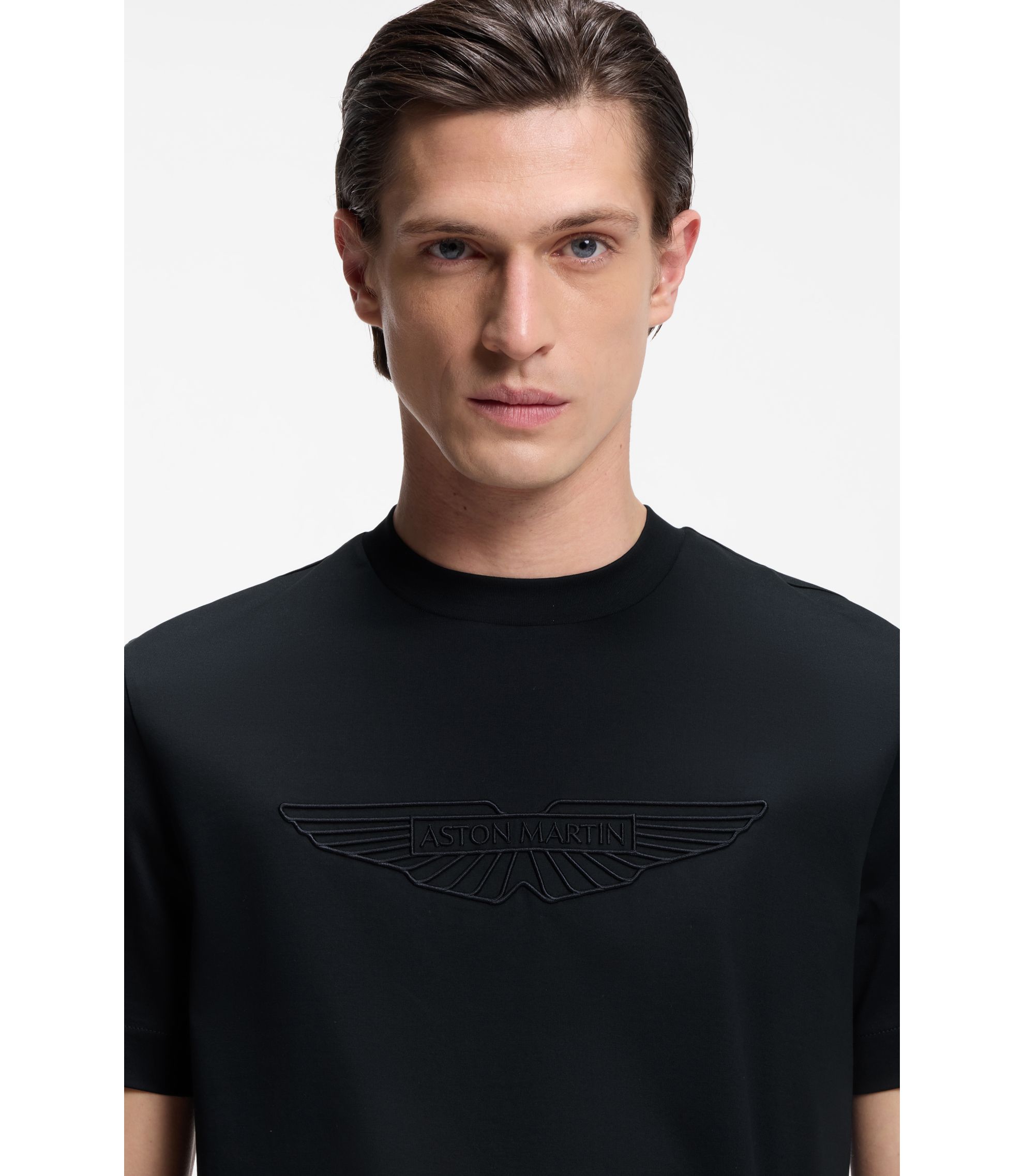 BOSS - BOSS x ASTON MARTIN mercerized-cotton T-shirt with wing