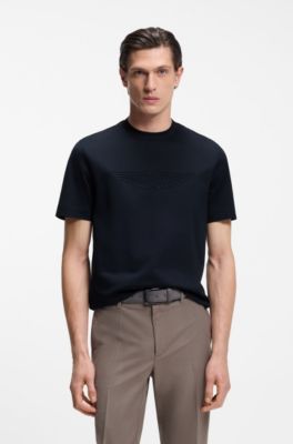BOSS x ASTON MARTIN mercerized-cotton T-shirt with wing detail, Dark Blue