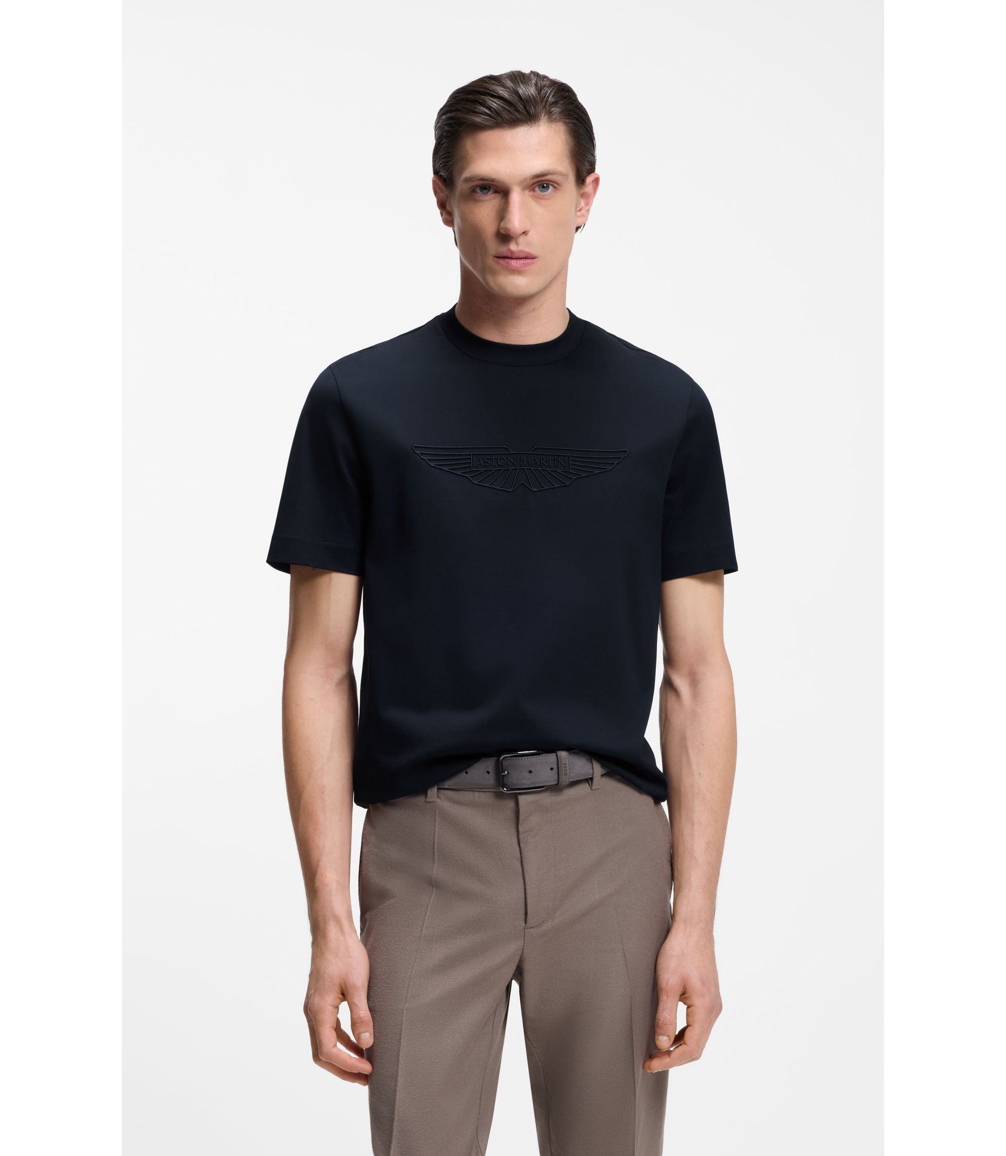 BOSS - BOSS x ASTON MARTIN mercerized-cotton T-shirt with wing