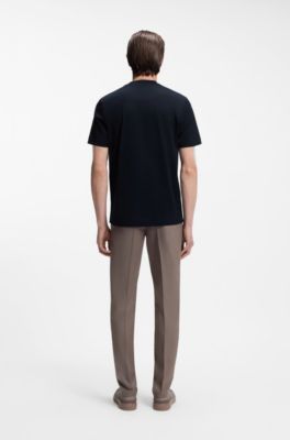 BOSS x ASTON MARTIN mercerized-cotton T-shirt with wing detail, Dark Blue