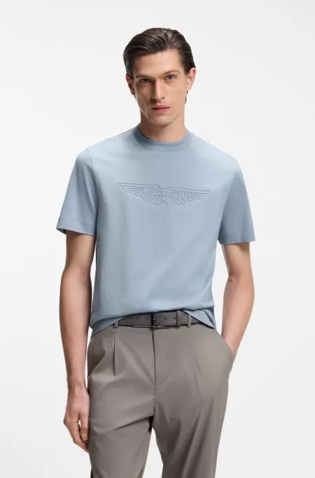BOSS x ASTON MARTIN mercerized-cotton T-shirt with wing detail