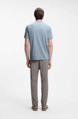BOSS x ASTON MARTIN mercerized-cotton T-shirt with wing detail, Light Blue