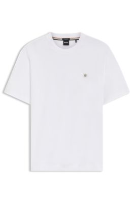 Mercerized-cotton T-shirt with Double B monogram, White