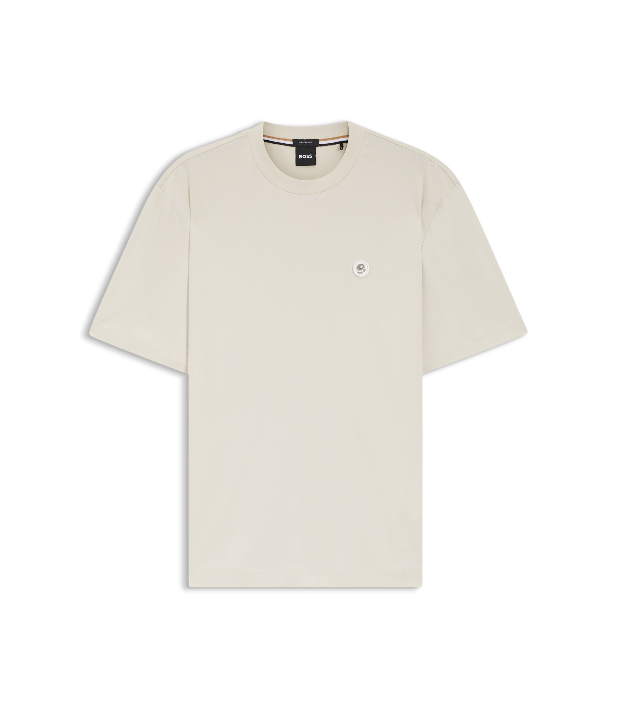 BOSS - Mercerized-cotton T-shirt with Double B monogram - White