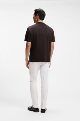 Mercerized-cotton T-shirt with Double B monogram, Dark Brown