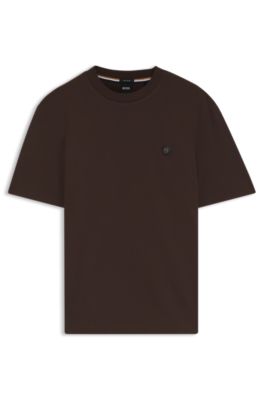 Camiseta de algod&oacute;n con monograma Double B, Marr&oacute;n oscuro