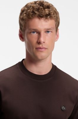 Camiseta de algod&oacute;n con monograma Double B, Marr&oacute;n oscuro