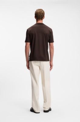 Cotton T-shirt with Double-B monogram badge, Dark Brown