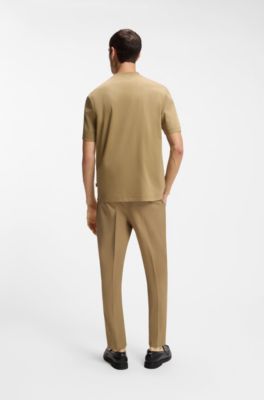 Mercerized-cotton T-shirt with Double B monogram, Khaki