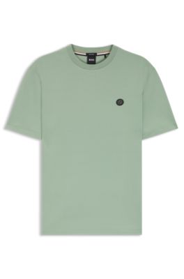 Cotton T-shirt with Double-B monogram badge, Light Green