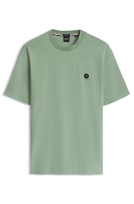 Cotton T-shirt with Double-B monogram badge, Light Green