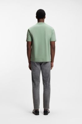 Mercerized-cotton T-shirt with Double B monogram, Light Green