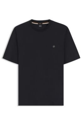 Mercerized-cotton T-shirt with Double B monogram, Dark Blue