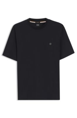 T-shirt en coton merceris&eacute; avec monogramme Double&nbsp;B, Bleu fonc&eacute;