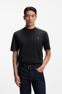 Mercerized-cotton T-shirt with Double B monogram, Dark Blue