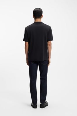 Mercerized-cotton T-shirt with Double B monogram, Dark Blue