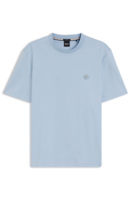 Cotton T-shirt with Double-B monogram badge, Light Blue