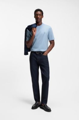 Mercerized-cotton T-shirt with Double B monogram, Light Blue