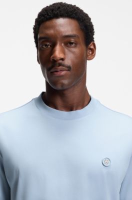 Mercerized-cotton T-shirt with Double B monogram, Light Blue