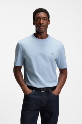 Cotton T-shirt with Double-B monogram badge, Light Blue