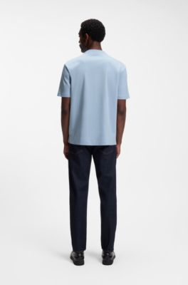 Mercerized-cotton T-shirt with Double B monogram, Light Blue