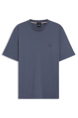 Cotton T-shirt with Double-B monogram badge, Light Blue