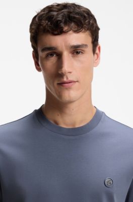 Mercerized-cotton T-shirt with Double B monogram, Light Blue