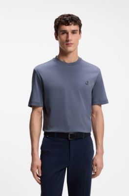 Cotton T-shirt with Double-B monogram badge, Light Blue